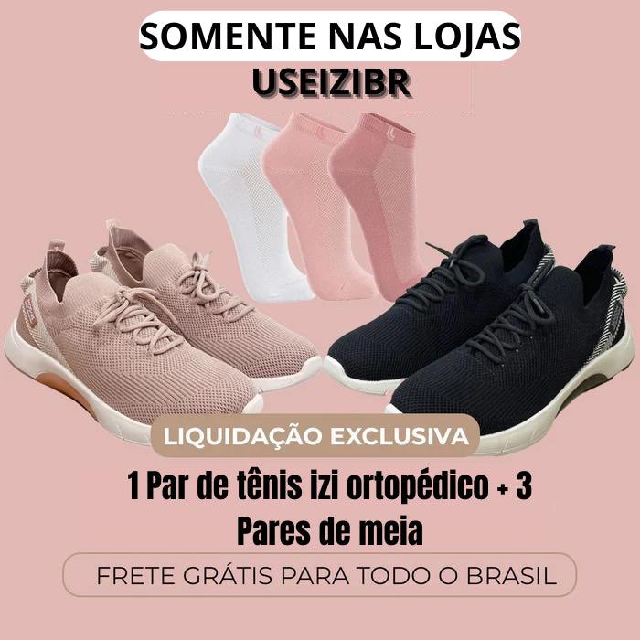 Tênis Ortopédico Massageador + 3 Pares de Meias - izi - Useizibr