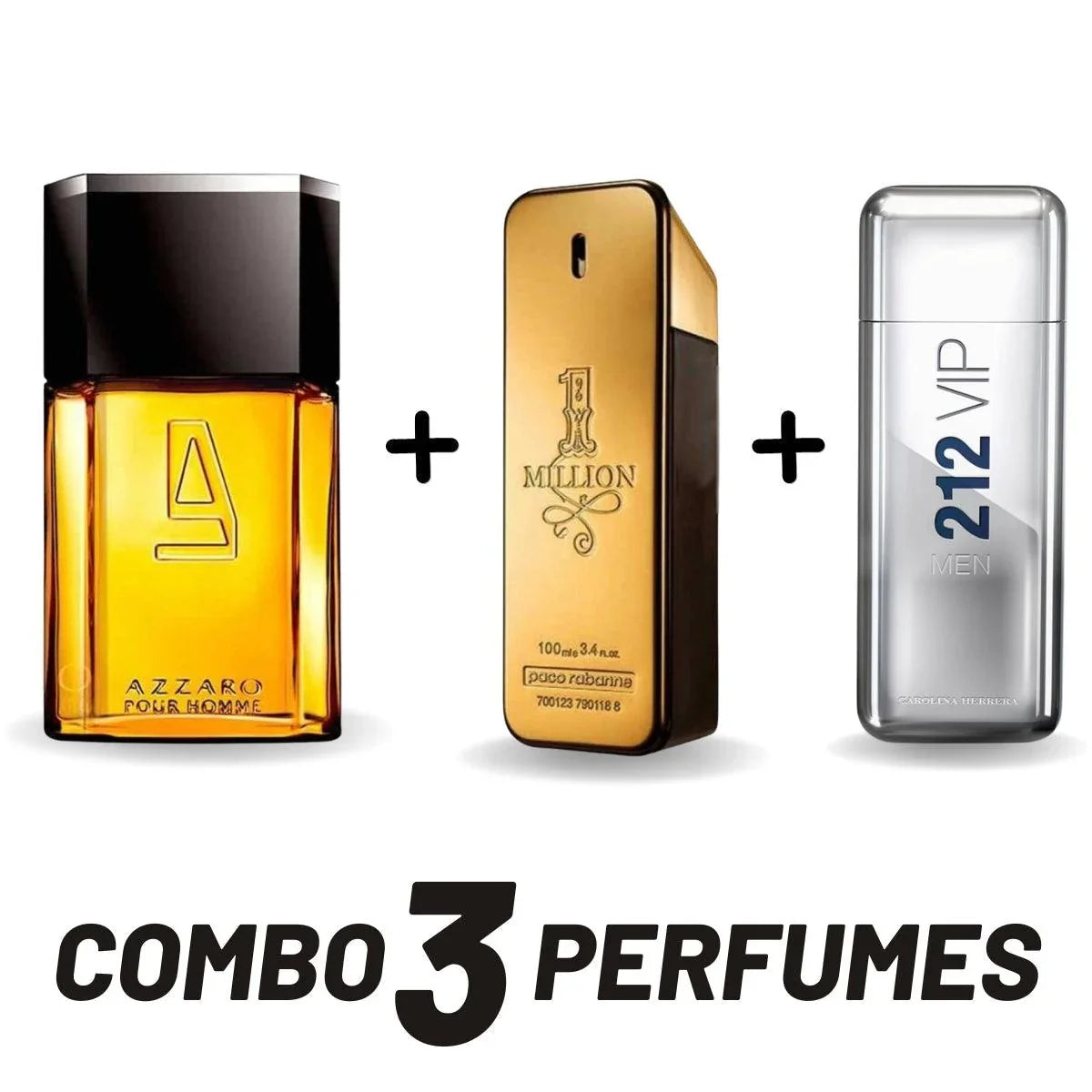 Combo Azzaro + 1 Million + 212 Vip Men - Frete Grátis - Envio Imediato - Useizibr