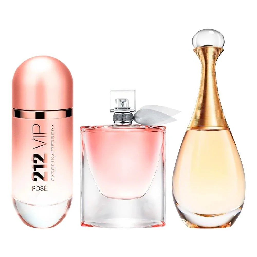 Combo de 3 Perfumes Femininos - 212 VIP Rosé, La Vie est Belle e Jadore - Useizibr