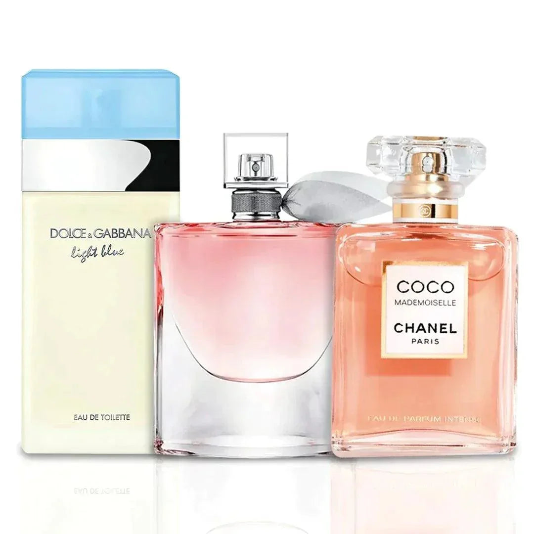 Combo de 3 Perfumes Femininos La Vie est Belle, Mademoiselle e Light Blue 100ml - Useizibr