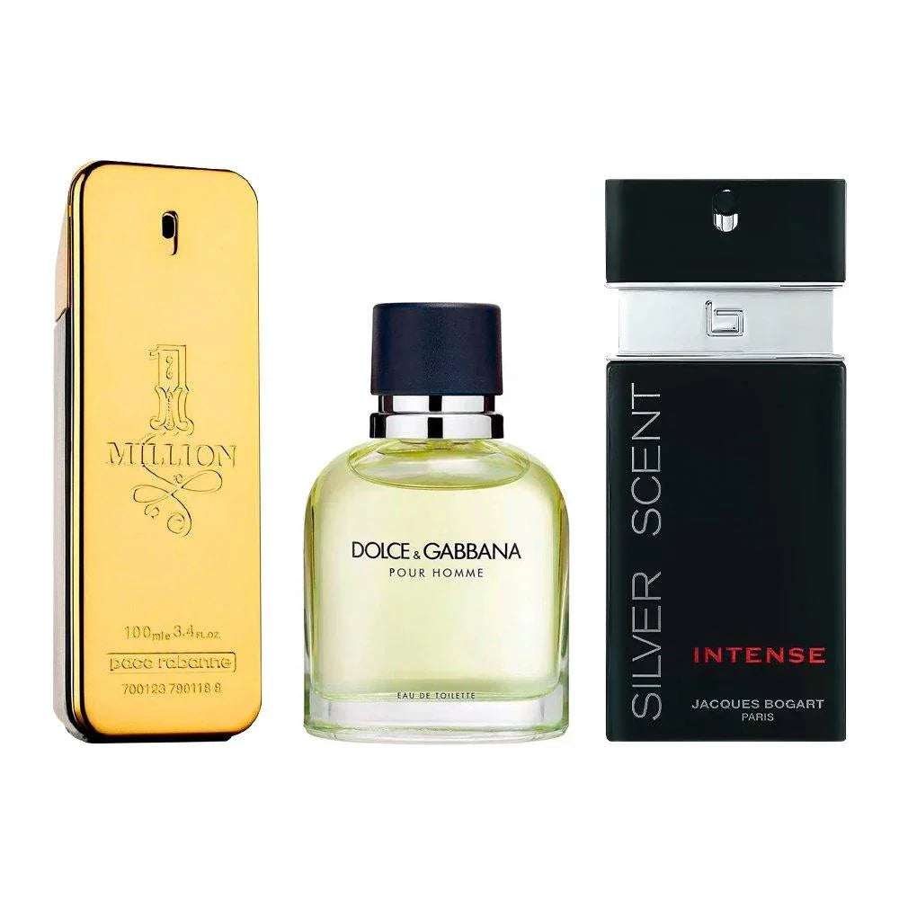 Combo de 3 Perfumes Masculinos - 1 Million, D&G Pour Homme e Silver Scent - Useizibr