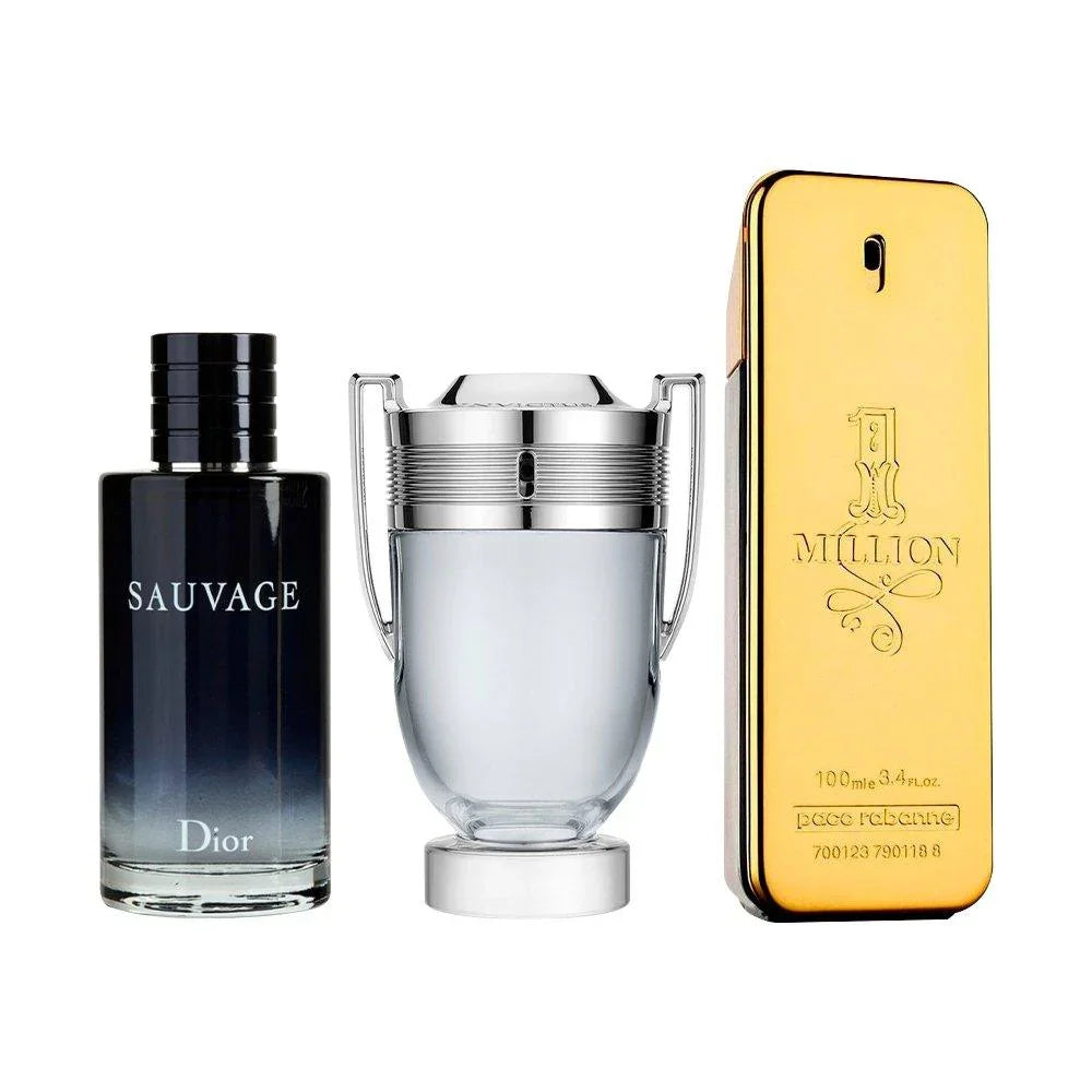 Combo de 3 Perfumes Masculinos - Sauvage, Invictus e 1 Million - Useizibr