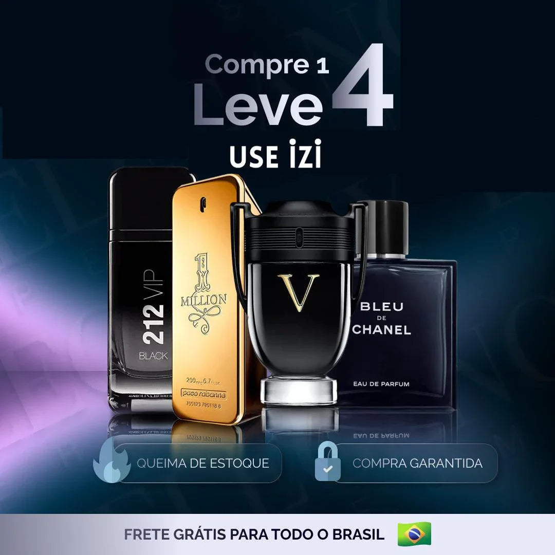 Kit 4 Perfumes Masculinos Importados (100ml) - 1 million | 212 black | Invictus V| Bleu - [QUEIMA DE ESTOQUE] - Useizibr