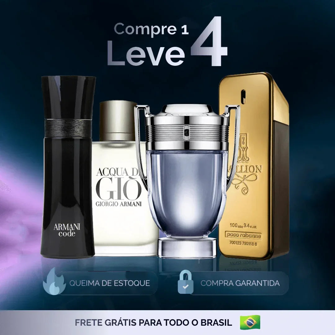 Kit 4 Perfumes Importados (100ml) - 1 million | Armani Code |Acqua di Gio | Invictus - [QUEIMA DE ESTOQUE] - Useizibr