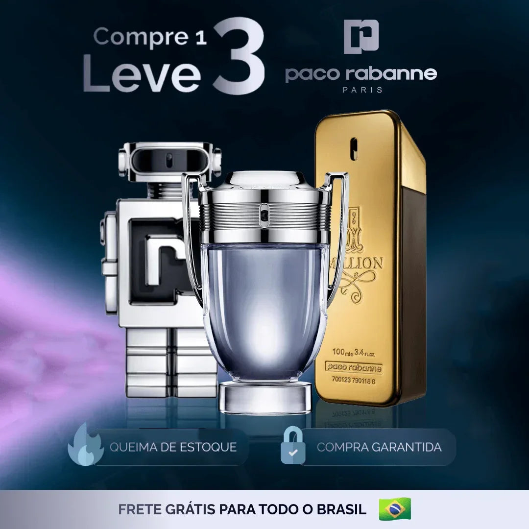 Kit 3 Perfumes Paco Rabane (100ml) - Phantom, Invictus, 1Million [QUEIMA DE ESTOQUE] - Useizibr